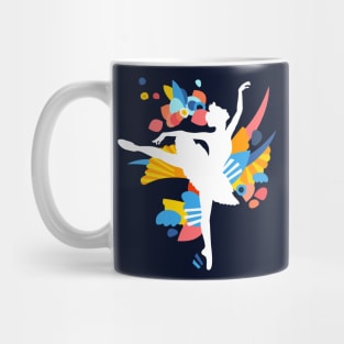 Colorful White Dancing Ballerina Silhouette Mug